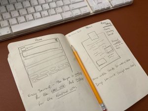Notebook with website sketches